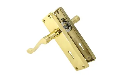 £10.99 • Buy Door Handle Modern Victorian Scroll Brass Handles, Bath Lock Latch  118 X42mm