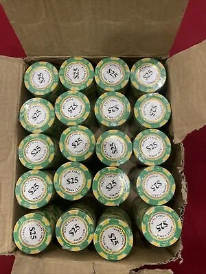 25 Monte Carlo Poker Club Green $25 14g Clay Composite Poker Chip Crown Sealed • $13