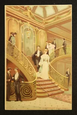 La Provence Grand Large Staricase Interior Steamship Postcard Ocean Liner • $34.75