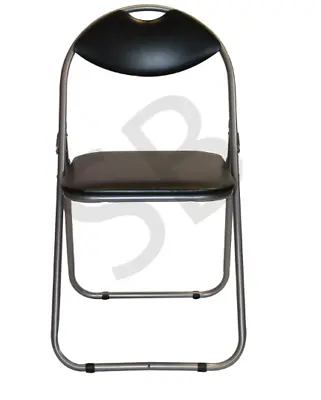 4 Folding Chairs Padded Faux Leather Studying Dining Office Event Chair Black UK • £39.99