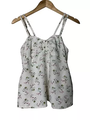 E By Eloise Anthropologie Linen Cami Tank Top Olive Printed Lounge Womens Small • $24