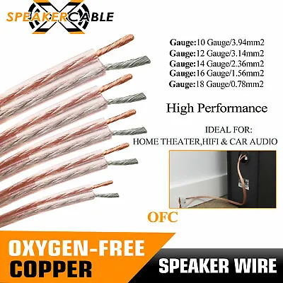 10 12 14 16 18 Gauge Speaker Wires Copper Conductor Stereo Audio Cable Connector • $16.73