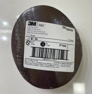 $24 • Buy Disc Sandpaper P150 Grit 3M Stikit Cloth Discs 50 Sheets 127mm.  5 Inch