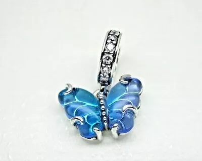 Authentic Silver Blue Murano Glass Butterfly Charm  • $19.99