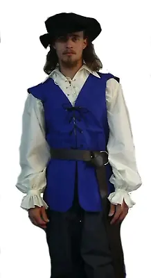 Mens Renaissance Costume Ruffled Long Sleeve Lace Up Medieval Steampunk Pirate S • $38.60