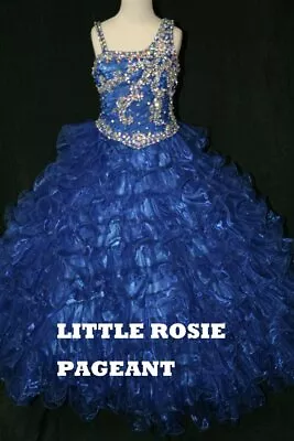 NEW* Little Rosie Girls Glitz Long Pageant Dress LR2030 Royal 14 $600 • $337.50