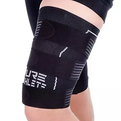  Thigh Compression Sleeve – Adjustable Straps Quad Wrap Support Medium 1 Black • $33.62