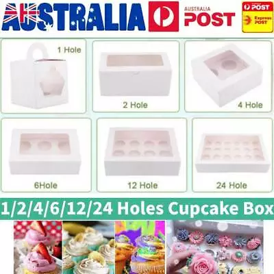 Cupcake Box 1 2 4 6 8 12 Holes Window Face Cake Party Favour Wedding Boxes Gift • $12.99