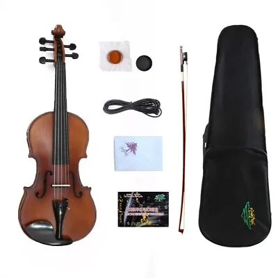 4/4 5 String Electric Violin Acoustic Solid Maple Spruce Hand Made With Case #US • $151.80