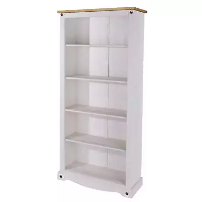 Core Products Corona White Washed Wax Effect Pine Tall Large Bookcase • £169