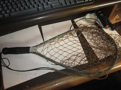 Vintage Aluminum Fly Fishing Trout Hand Net UNBRANDED RUBBER HANDLE STRAP SOLID • $24.99
