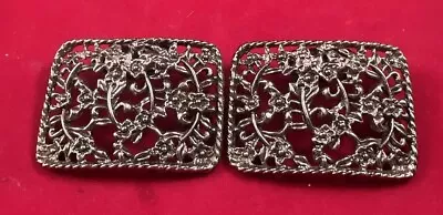 Pair Of Vintage Victorian Style Large Simulated Steel Cut Shoe Clips Buckles • $12.99