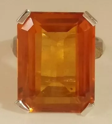 $1070 • Buy Beautiful Large Madeira Citrine 14k White Gold Ring Size 7