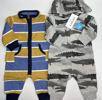 Boys Size 12M Carter's 2-Pack 1-Piece Outfits Jumpers Alligators Jumpsuits • $21.21