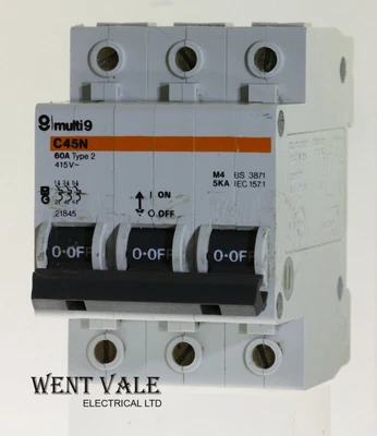 £39.55 • Buy Merlin Gerin Multi 9 - C45N - 60a Type 2 Triple Pole MCB Used
