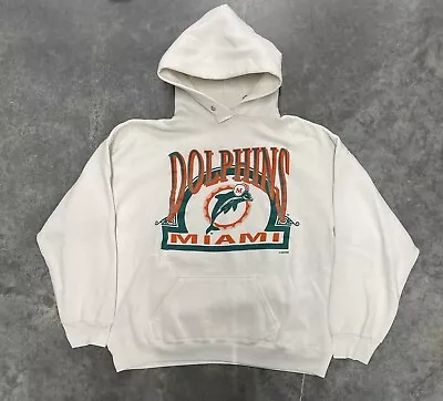 Vintage 90’s Y2K Miami Dolphins Hoodie Size Large Sweatshirt NFL Football Men's • $40