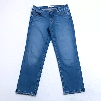 LOFT Jeans Womens 4/27 (28x24.5 Actual) Straight Crop Let Out Hem Med Blue Wash • $24