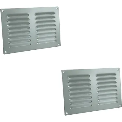 2x 242 X 165mm Hooded Louvre Airflow Vent Satin Chrome Internal Door Plate • £64.99