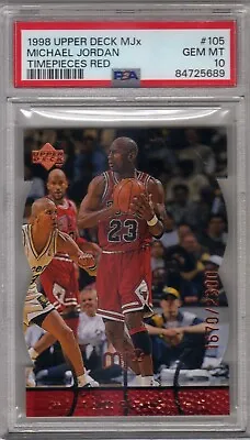 1998 Upper Deck MJx Michael Jordan Timepieces Red /2300  #105  PSA 10   POP 1 • $395.95