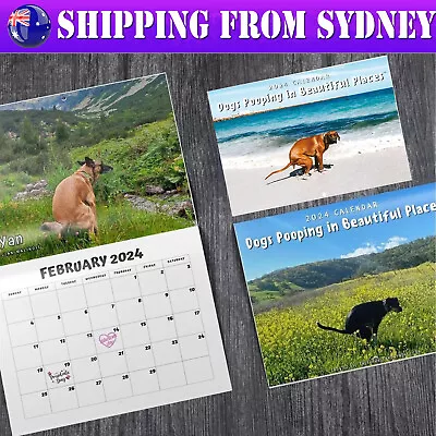 2024 Calendar Funny Dogs Pooping In Beautiful Places Wall Calend Calendar Book • $6.99