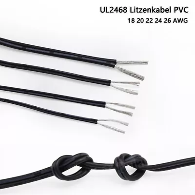 PVC Wire UL2468 18 20 22 24 26 AWG 2 Conductor Parallel Zip Cable Black White • $3.81