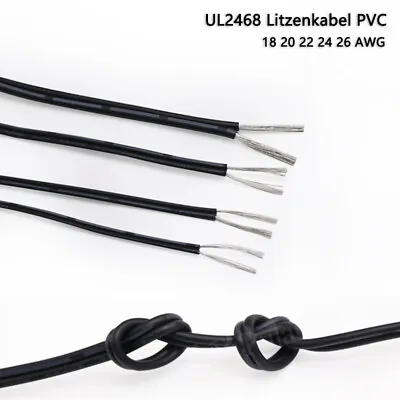 UL2468 PVC Wire 18 20 22 24 26 AWG 2 Conductor Parallel Zip Cable Black White • $4.73