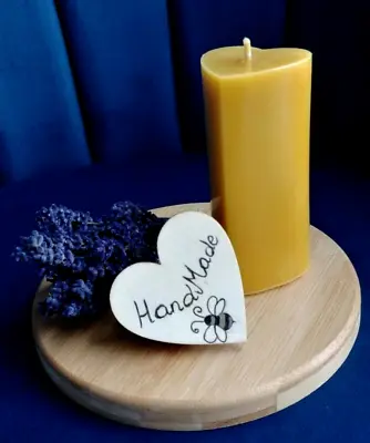 1x Love Heart Shaped Medium Solid Pillar Beeswax Candles Wedding Party Decor • £6.79