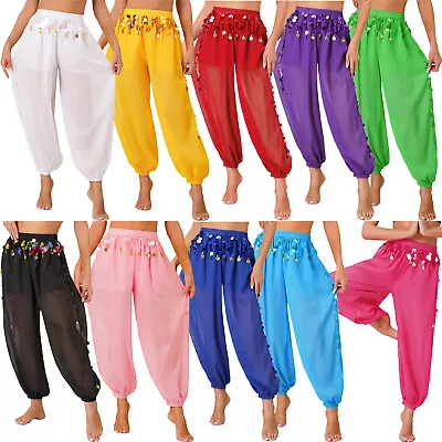 Women's Belly Dance Harem Pants Baggy Indian Dancing Trousers Festival Costume • £13.79