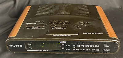 Dual Alarm AM/FM Clock Radio  Vintage Wood Grain Sony Dream Machine ICF-C430  • $5.99