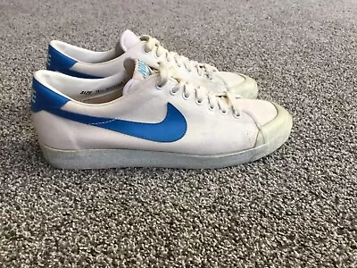 Vtg 1980’s Nike Canvas Court Tennis Shoes Size 9.5 Blue/White • $124.99