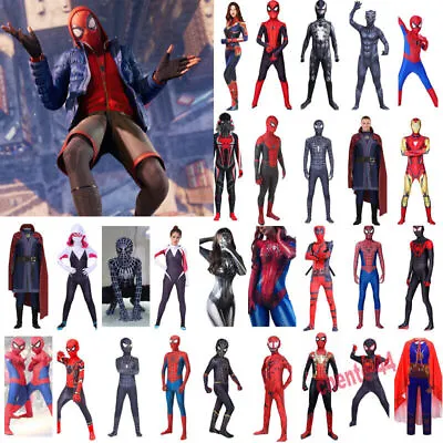 Superhero Spiderman Cosplay Costume Fancy-Dress Up Halloween Jumpsuit Adult Kids • £19.15
