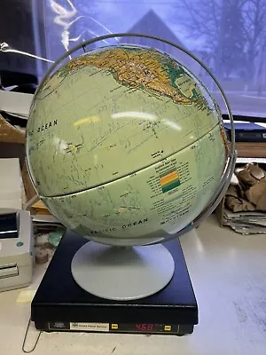 Vintage Nystrom 16” Sculptural Relief Globe Raised Rotating Herff Jones 439-479 • $59.99