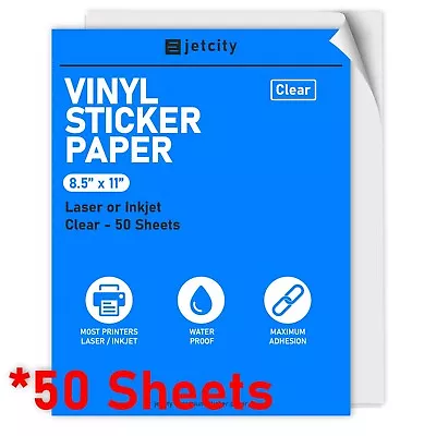 50 Clear/Translucent Sticker Paper For Inkjet & Laser Printers - 50 - 8.5 X 11 • $28.95