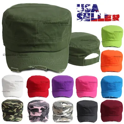 Cadet Hat Army Castro Baseball Cap Adjustable Distressed Solid Plain Men Hats • $8.95