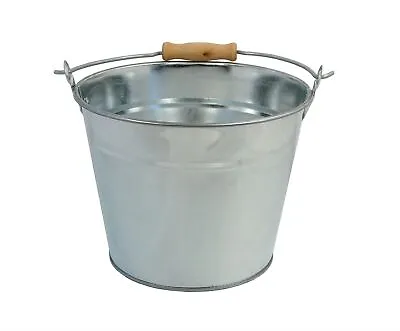 5L Galvanised Metal Bucket With Wood Handle • £6.99