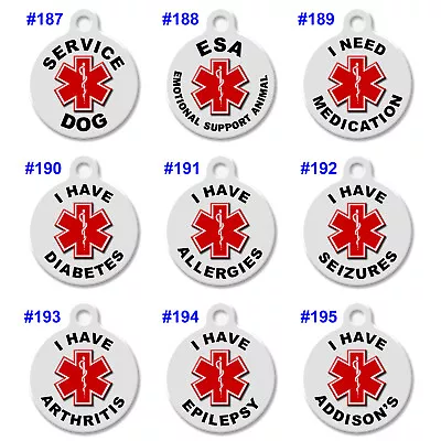 Personalized Medical Alert ID Pet Tags. Custom Emergency Medic Tag For Dog & Cat • $5.99