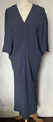 MARIA GRACHVOGEL Slate Grey Modernist Kite Cut Long MIDI Dress UK 8 • £20