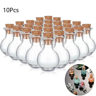 10x Mini Glass Vials With Cork Top Tiny Bottles Little Empty Jars Small Bottles • $4.03