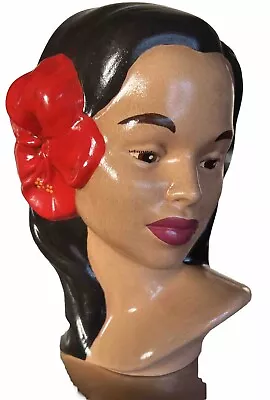 VTG  MARWAL Head Bust Statue Hawaiian Woman Hibiscus Flower*ESTATE FIND • $69.99