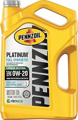 Pennzoil Platinum Full Synthetic 0W-20 Motor Oil - 5-Quart Single Bottle • $23.50