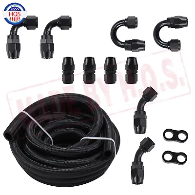 20FT 10AN 5/8  Fuel Line Hose Fitting Kit Braided Nylon Stainless Steel Oil Gas • $44.97
