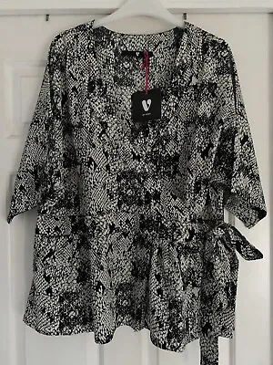 £8.50 • Buy V By Very Grey Snakeskin Print Wrap Blouse Top Size 16 BNWT (to Fit Size 14-16)