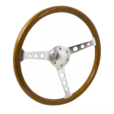 Fits Classic 370Mm Wood Grain Style Polish 15 Steering Wheel Aluminum 3 Spoke • $72.99