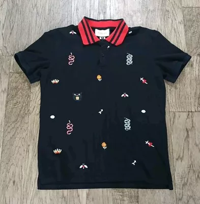 Gucci Embroidered Logo Polo Shirt Tiger Bee Snake Arrow Men's Size Medium  • $125