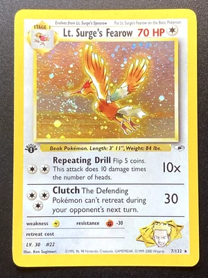 $64.95 • Buy 1st Edition Lt. Surge's Fearow 7/132 Gym Heroes Pokemon Card Holo Foil Rare VLP