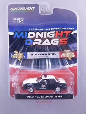 2022 Greenlight 1993 FORD MUSTANG Texas Highway Patrol Midnight Drags 1:64 Scale • $13.95