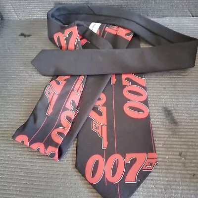 RARE James Bond Tie Black With A Red 007 & Gun Design 1995 Eon Productions USA • £24.75