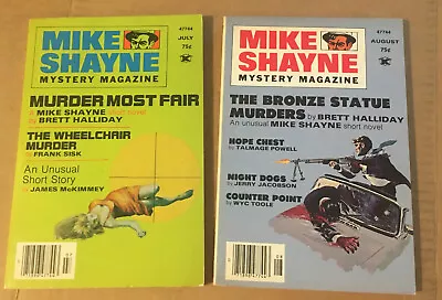 July & AUG 1976 MIKE SHAYNE MYSTERY MAGAZINE Pulp Digest 1970s Lot Of 2 • $12.50