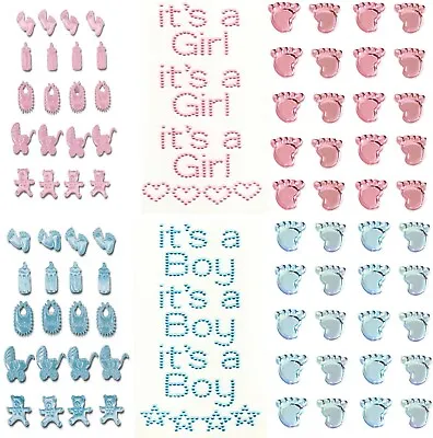£2.20 • Buy Baby Shower Gem Stickers Its A Boy Girl, Diamante Baby Feet Satin Embellishments