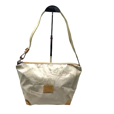 $49 • Buy Alviero Martini 1A Classe Hobo Bag Leather Trimmed Geo Print Coated Fabric Map